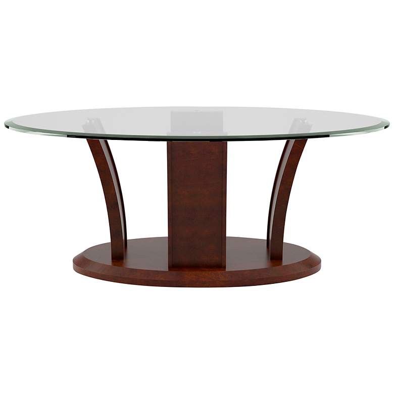 Image 5 Hanney 48" Wide Dark Cherry Wood Oval Coffee Table more views