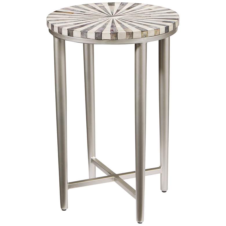 Image 2 Hannibal 14" Wide Gray Bone and Antique Silver Accent Table