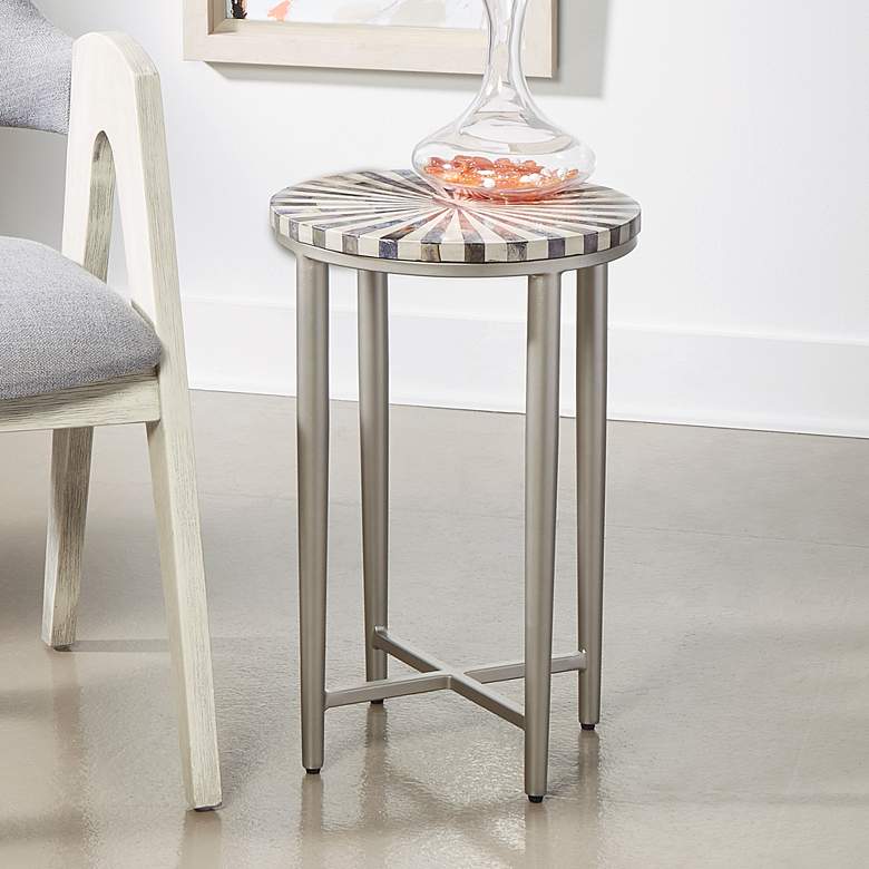 Image 1 Hannibal 14" Wide Gray Bone and Antique Silver Accent Table