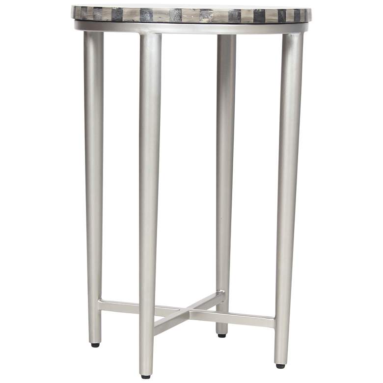 Image 6 Hannibal 14" Wide Gray Bone and Antique Silver Accent Table more views
