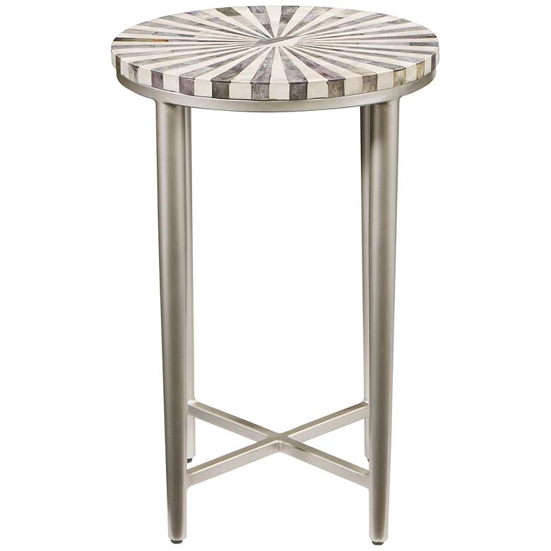 Image 7 Hannibal 14" Wide Gray Bone and Antique Silver Accent Table more views