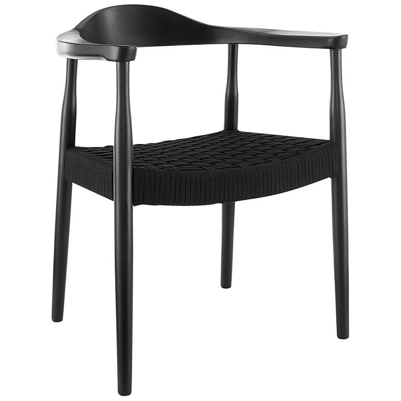 Image 1 Hannu Matte Black Wood Armchair with Black Rope Seat