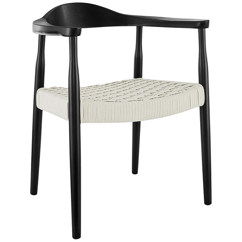 Image 1 Hannu Matte Black Wood Armchair with White Rope Seat