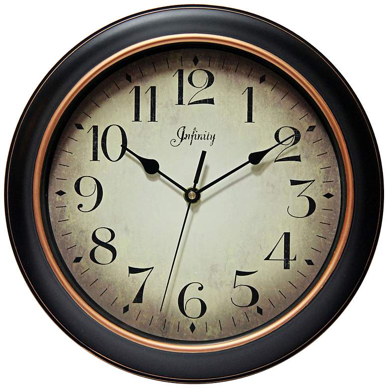 Image 1 Hanover 12 inch Round Antique Black Wall Clock