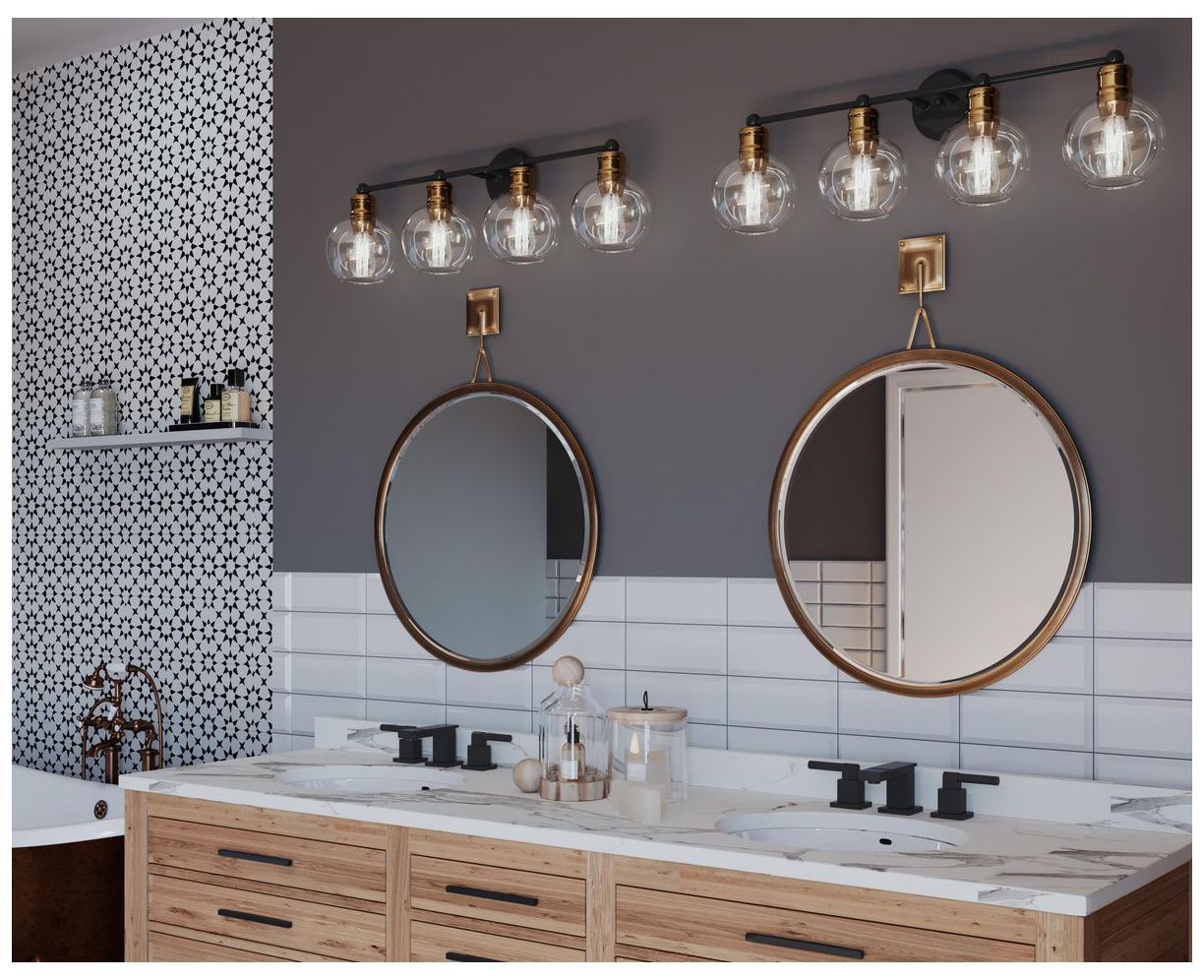 Image 5 Hansford Collection Four-Light Clear Glass Coastal Bath Vanity Light more views