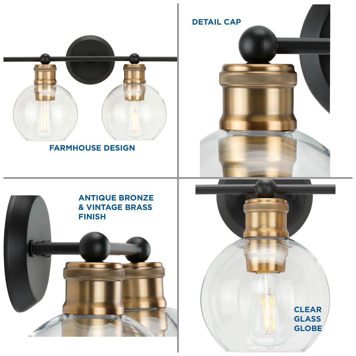 Image 7 Hansford Collection Four-Light Clear Glass Coastal Bath Vanity Light more views