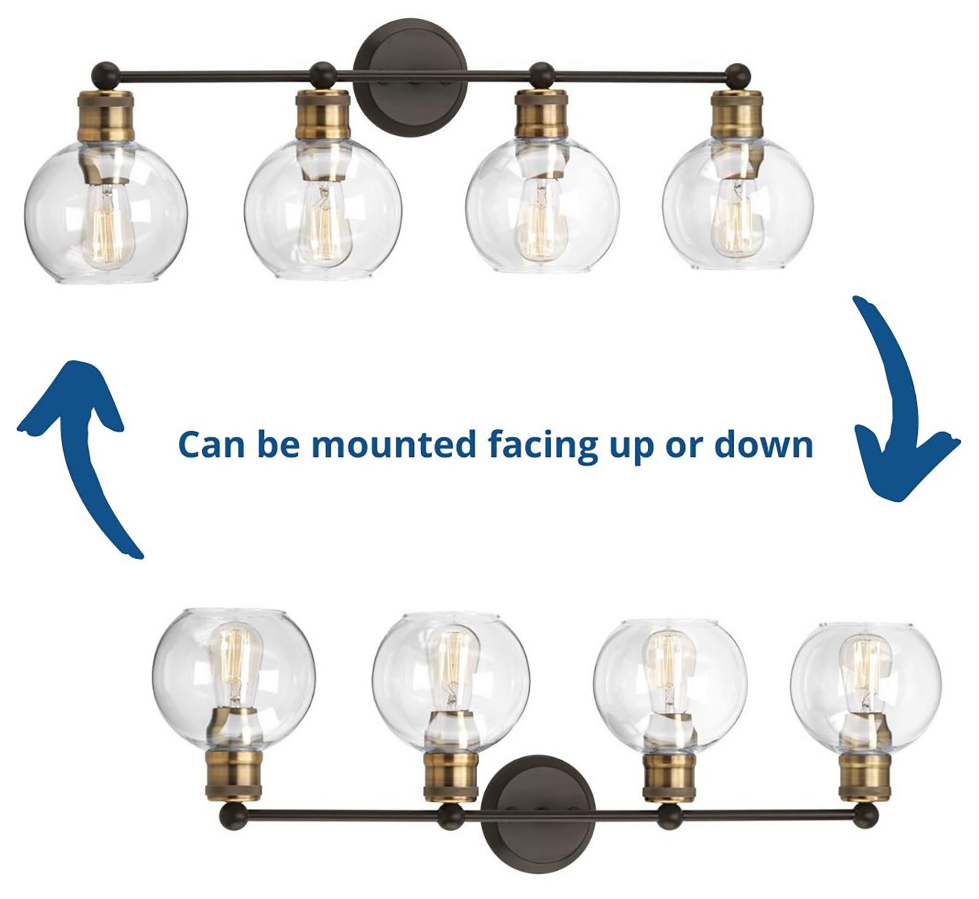 Hansford Collection Four-Light Clear Glass Coastal Bath Vanity Light