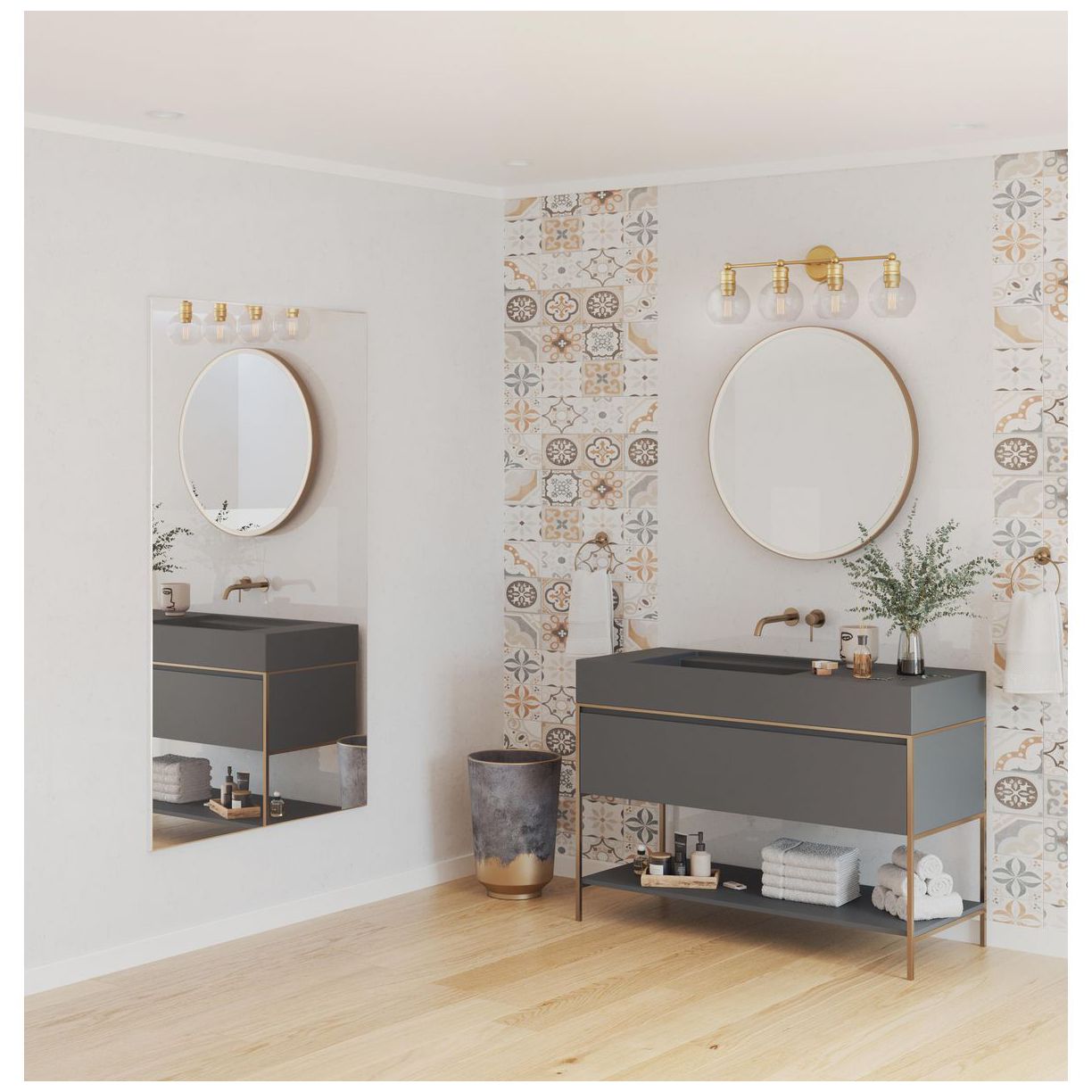 Image 2 Hansford Collection Four-Light Clear Glass Coastal Bath Vanity Light more views