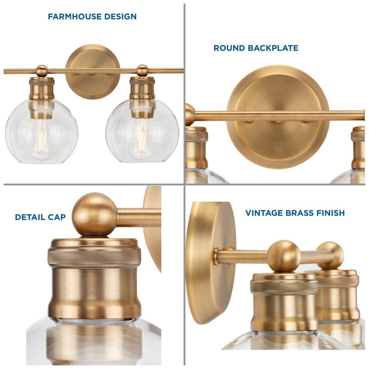 Image 5 Hansford Collection Four-Light Clear Glass Coastal Bath Vanity Light more views