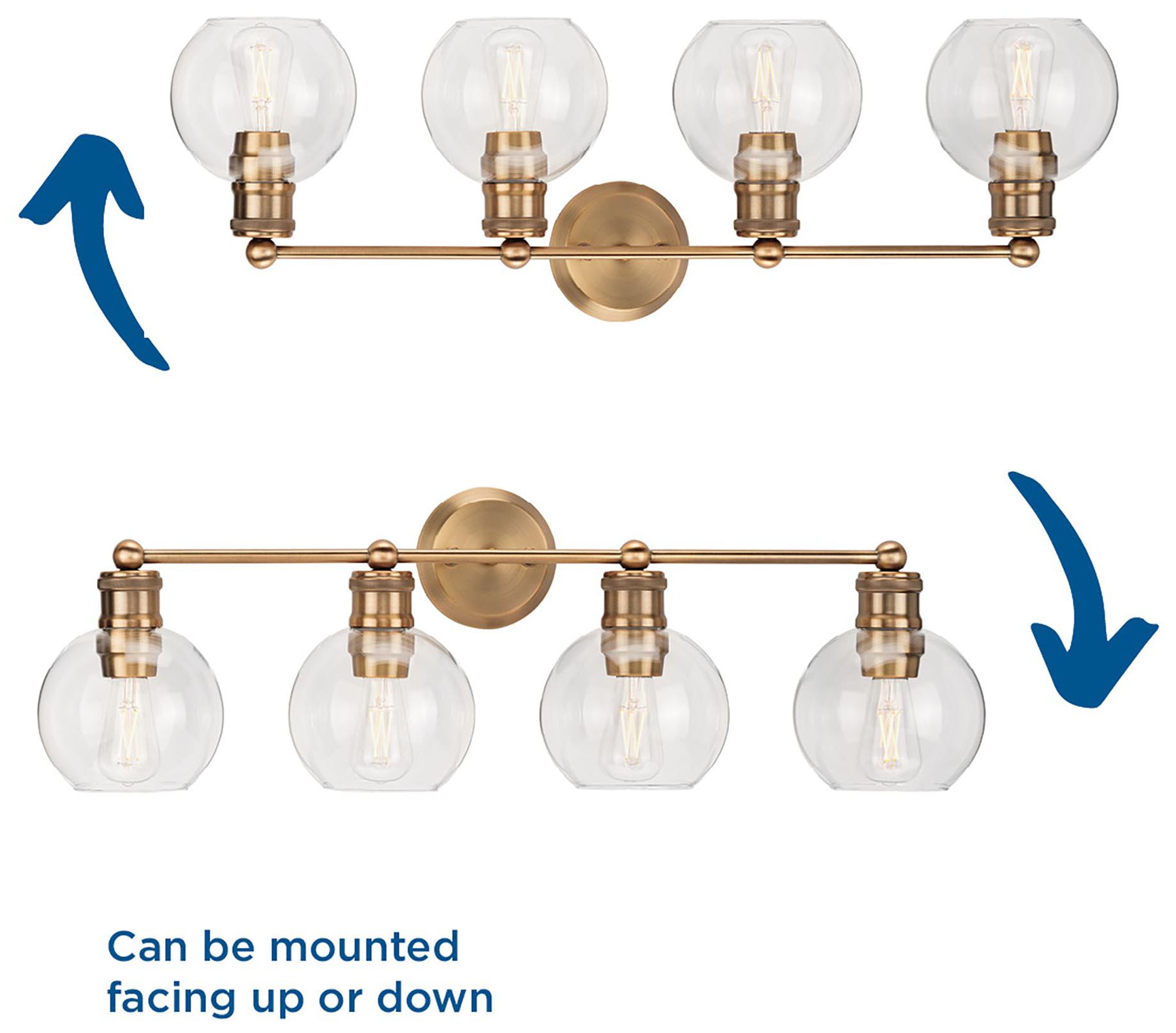 Image 6 Hansford Collection Four-Light Clear Glass Coastal Bath Vanity Light more views