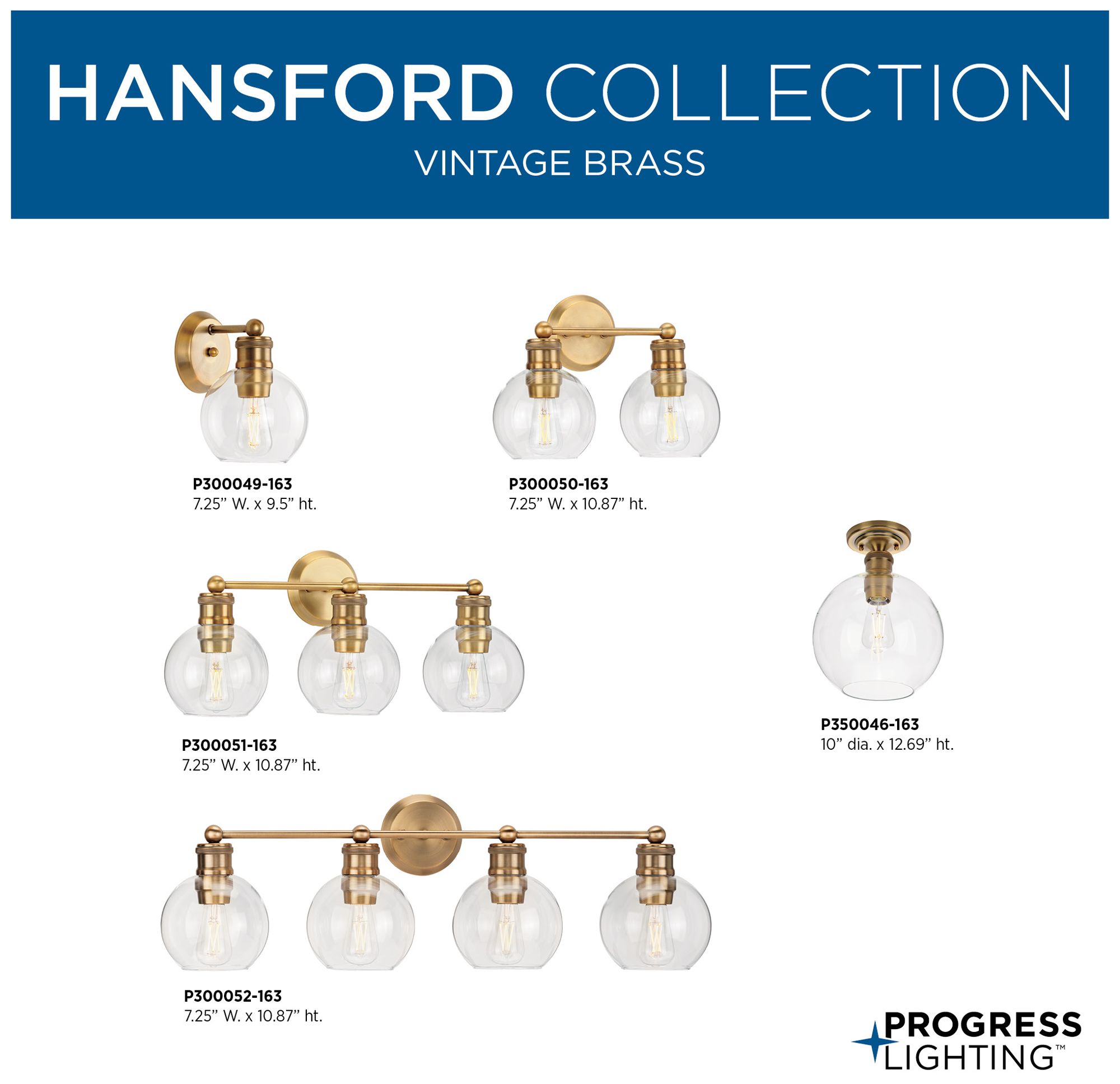 Hansford Collection Four-Light Clear Glass Coastal Bath Vanity Light