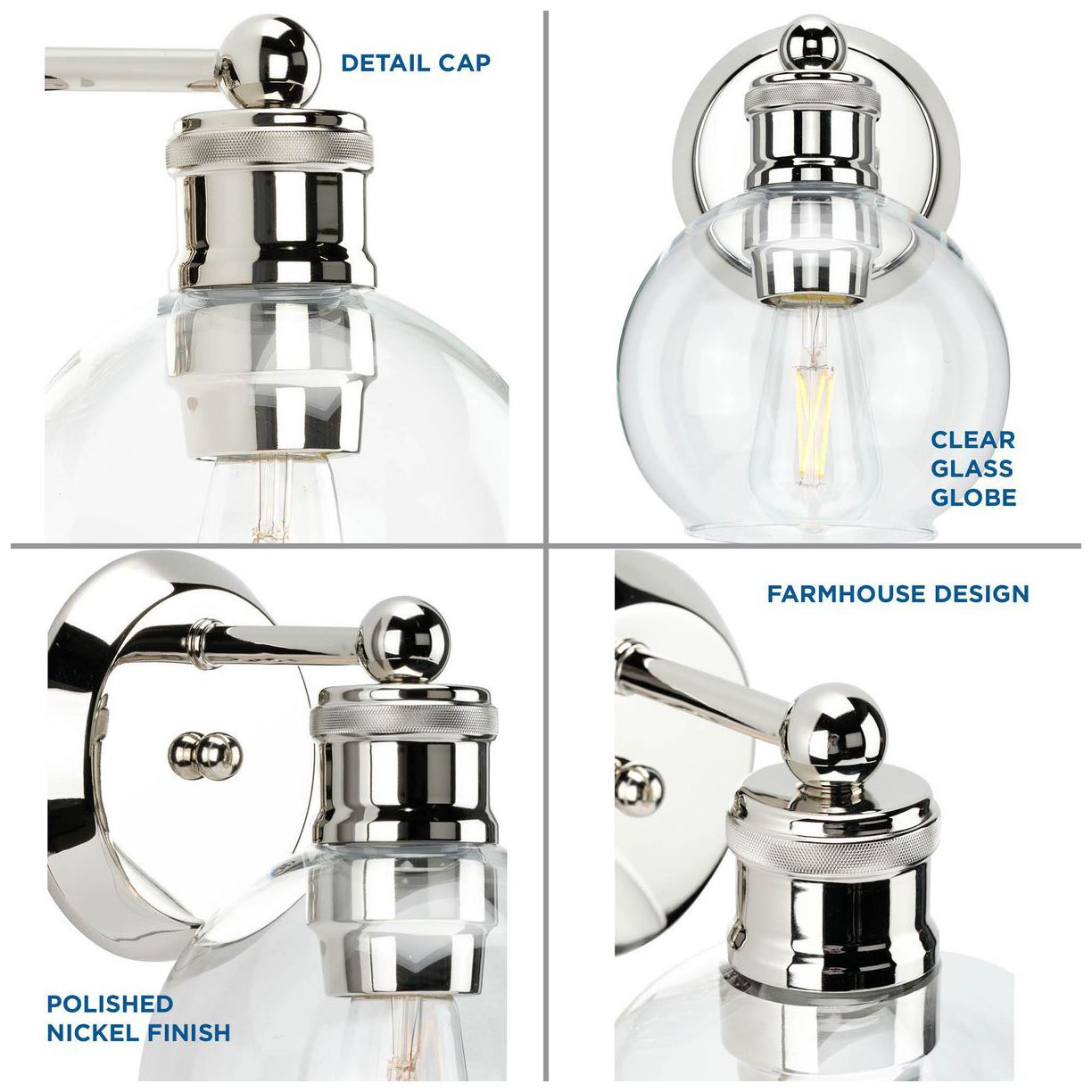 Hansford Collection One-Light Clear Glass Coastal Bath Vanity Light