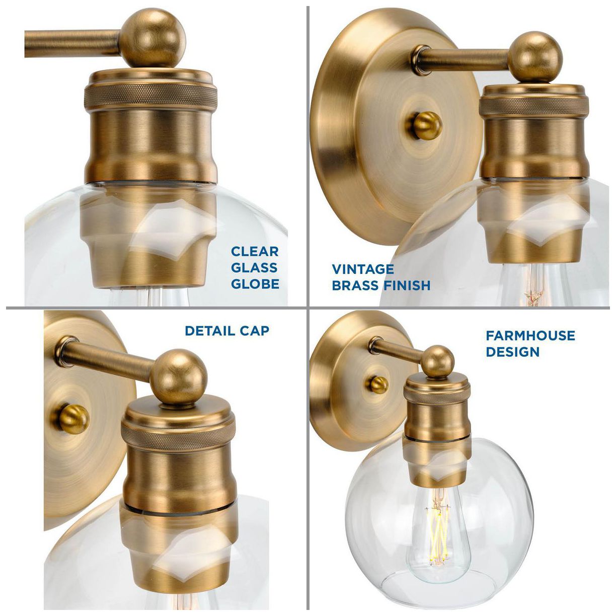 Hansford Collection One-Light Clear Glass Coastal Bath Vanity Light