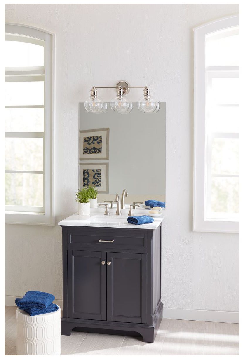 Thumbnail3 of Hansford Collection Three-Light Clear Glass Coastal Bath Vanity Light more views