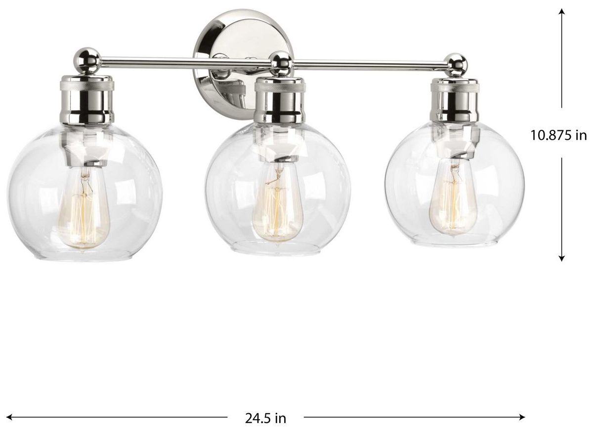 Hansford Collection Three-Light Clear Glass Coastal Bath Vanity Light