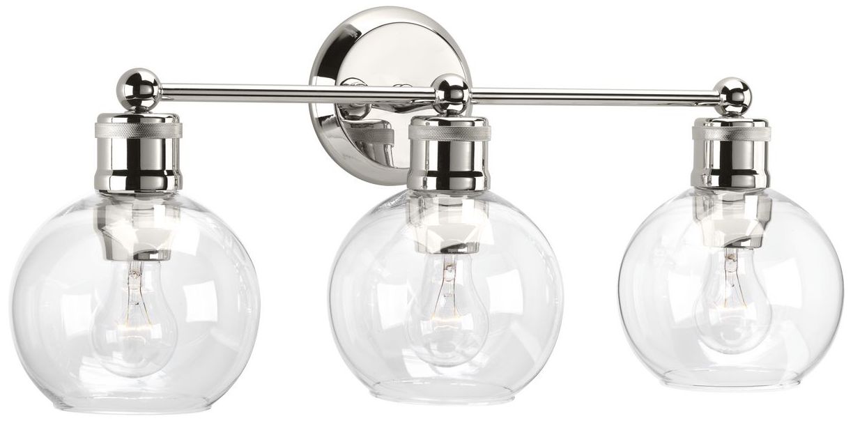 Hansford Collection Three-Light Clear Glass Coastal Bath Vanity Light