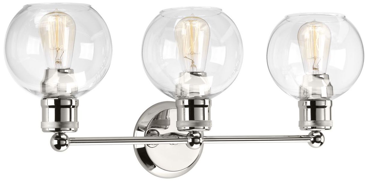Hansford Collection Three-Light Clear Glass Coastal Bath Vanity Light