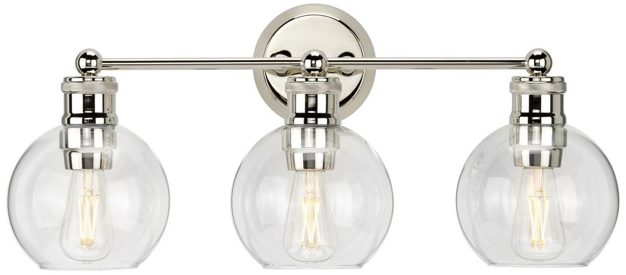 Hansford Collection Three-Light Clear Glass Coastal Bath Vanity Light