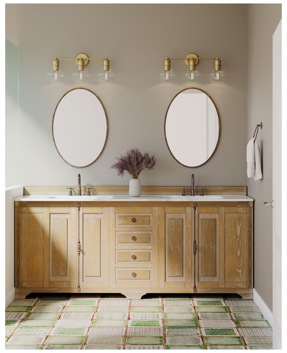 Image 2 Hansford Collection Three-Light Clear Glass Coastal Bath Vanity Light more views