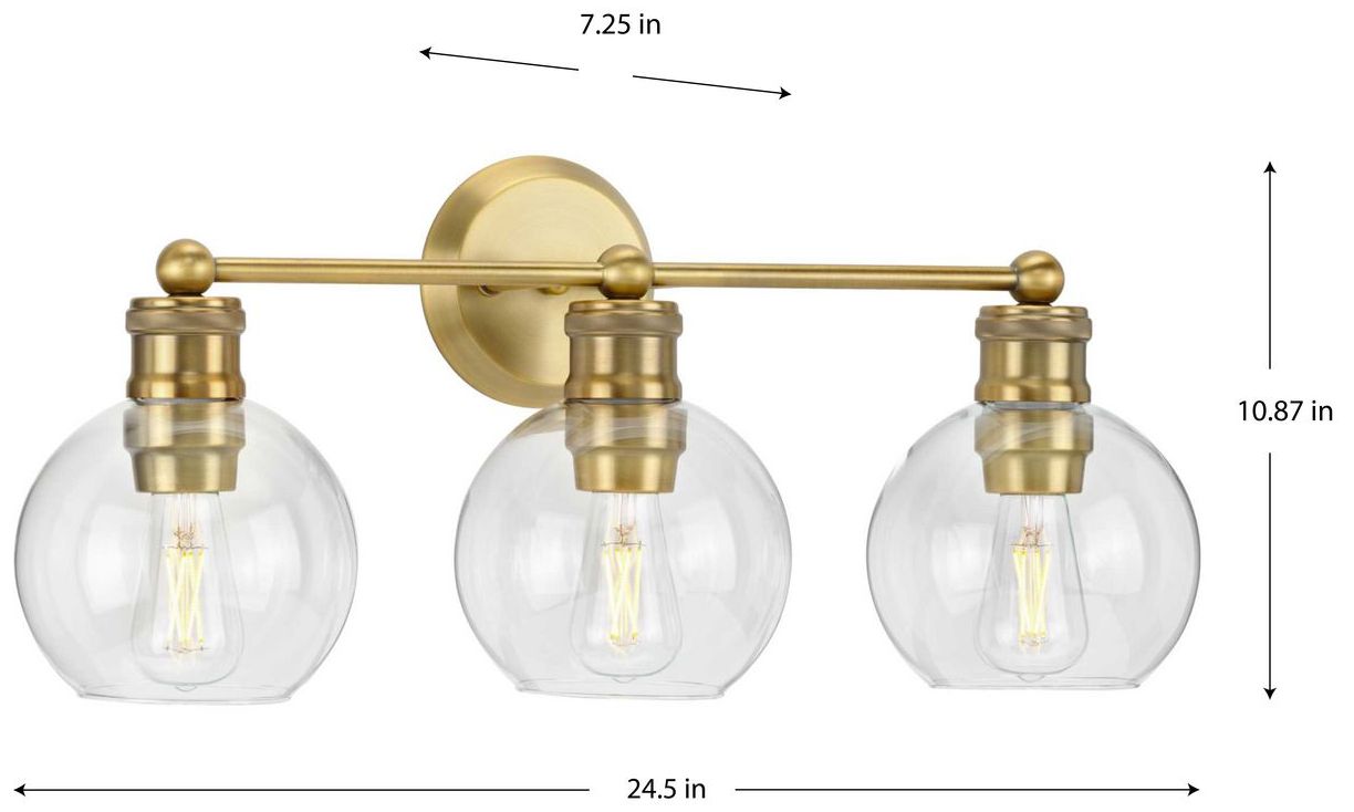 Image 4 Hansford Collection Three-Light Clear Glass Coastal Bath Vanity Light more views