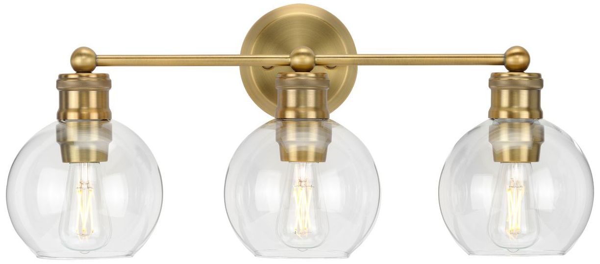 Image 5 Hansford Collection Three-Light Clear Glass Coastal Bath Vanity Light more views
