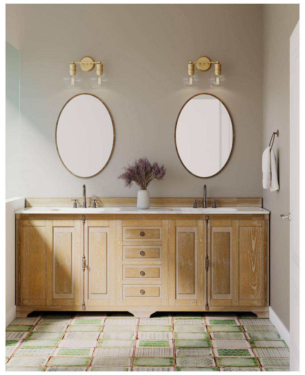 Image 2 Hansford Collection Two-Light Clear Glass Coastal Bath Vanity Light more views