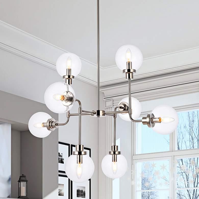 Image 2 Hanson 36" Wide Polished Nickel 8-Light Pendant