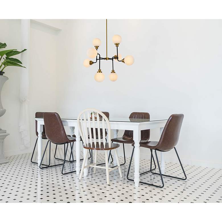 Image 4 Hanson 8 Lts Pendant In Black With Brass With Frosted Shade more views