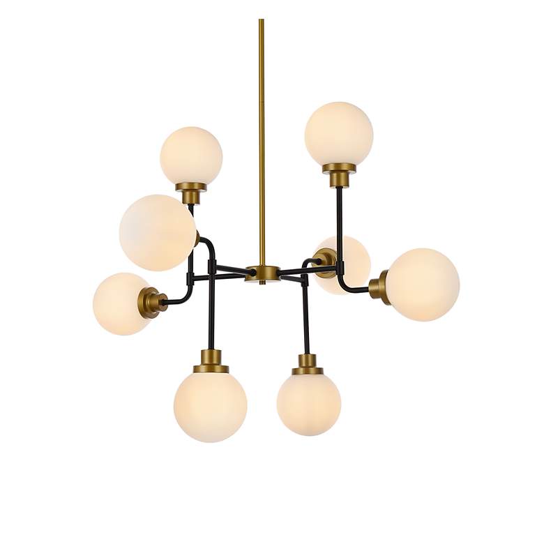 Image 5 Hanson 8 Lts Pendant In Black With Brass With Frosted Shade more views