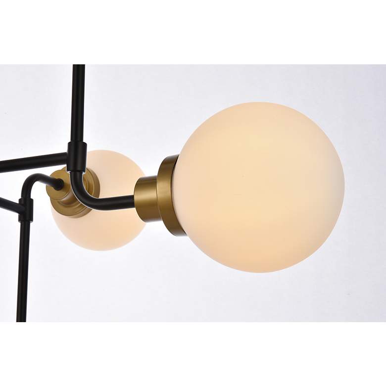 Image 7 Hanson 8 Lts Pendant In Black With Brass With Frosted Shade more views