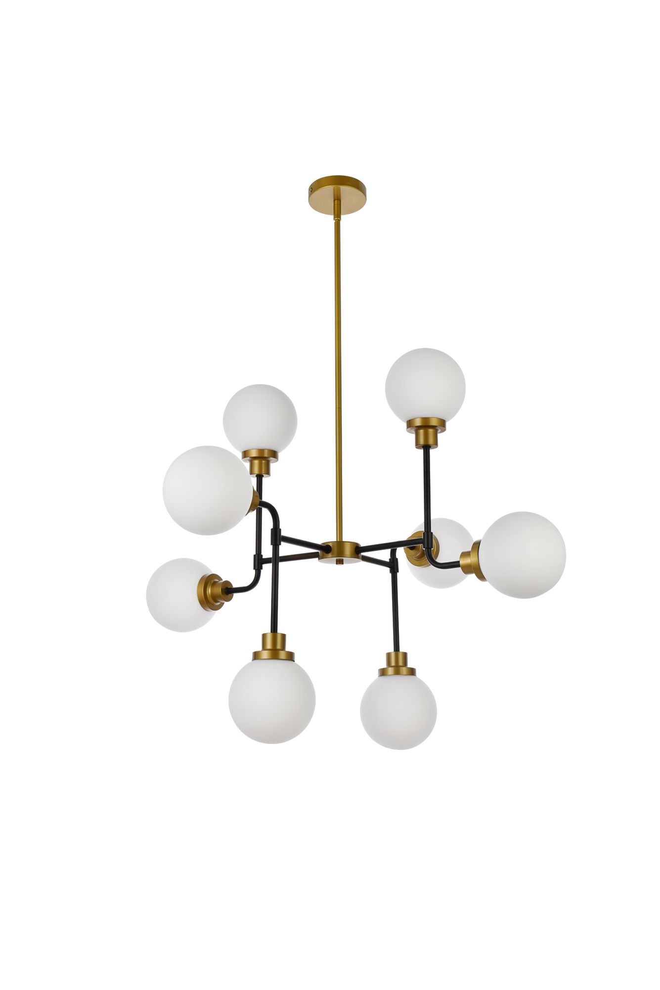 Hanson 8 Lts Pendant In Black With Brass With Frosted Shade in scene