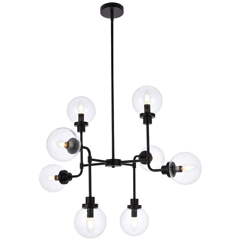 Image 2 Hanson 8 Lts Pendant In Black With Clear Shade