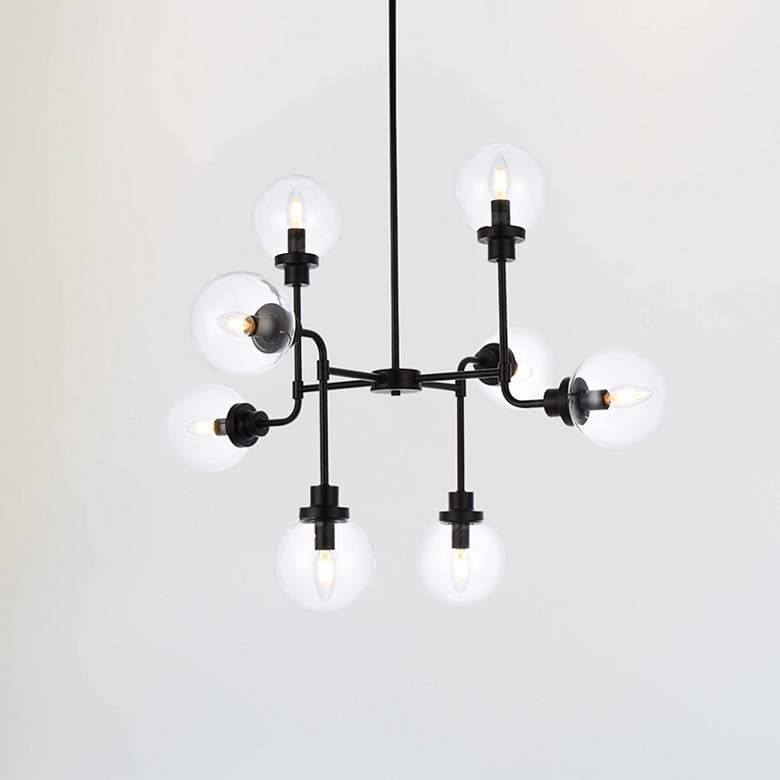 Image 1 Hanson 8 Lts Pendant In Black With Clear Shade