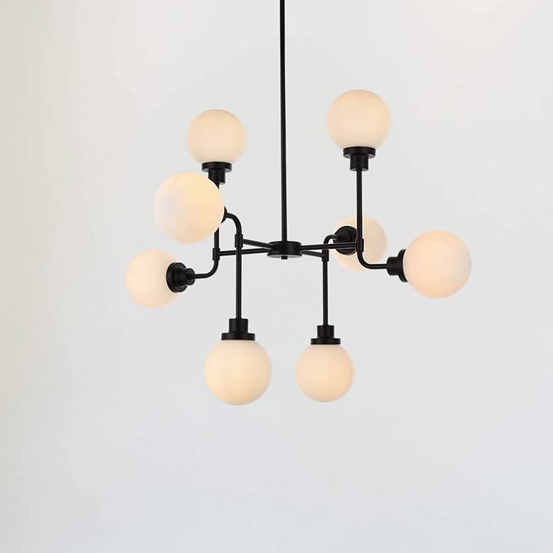 Image 1 Hanson 8 Lts Pendant In Black With Frosted Shade