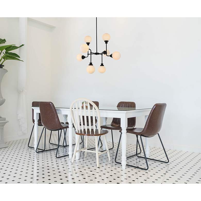 Image 3 Hanson 8 Lts Pendant In Black With Frosted Shade more views