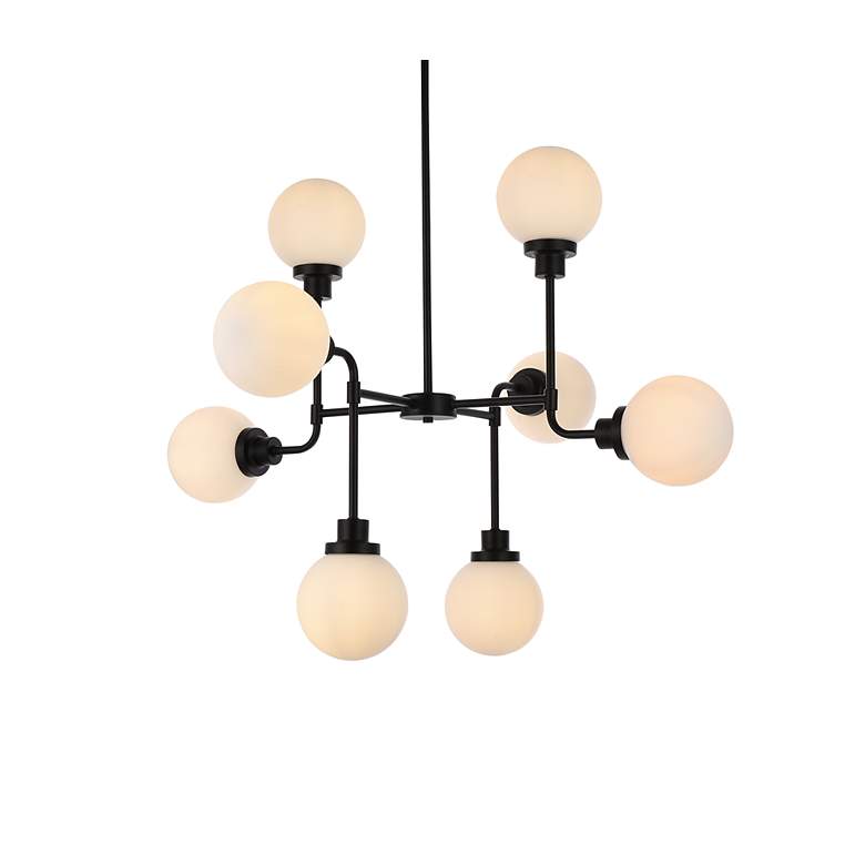 Image 4 Hanson 8 Lts Pendant In Black With Frosted Shade more views
