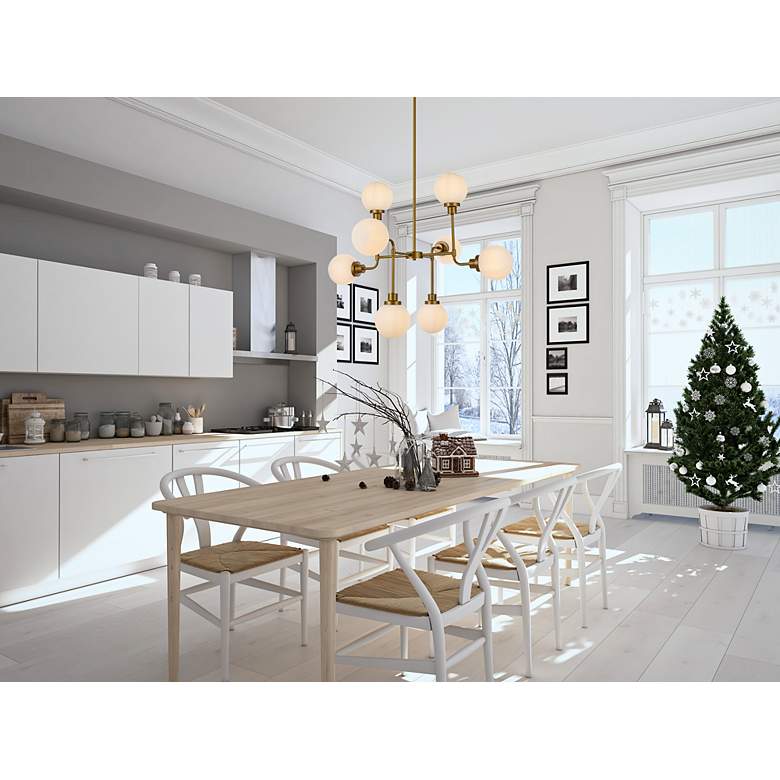Image 3 Hanson 8 Lts Pendant In Brass With Frosted Shade more views