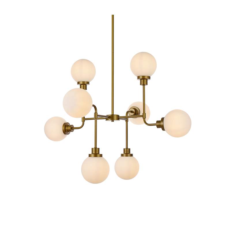 Image 4 Hanson 8 Lts Pendant In Brass With Frosted Shade more views