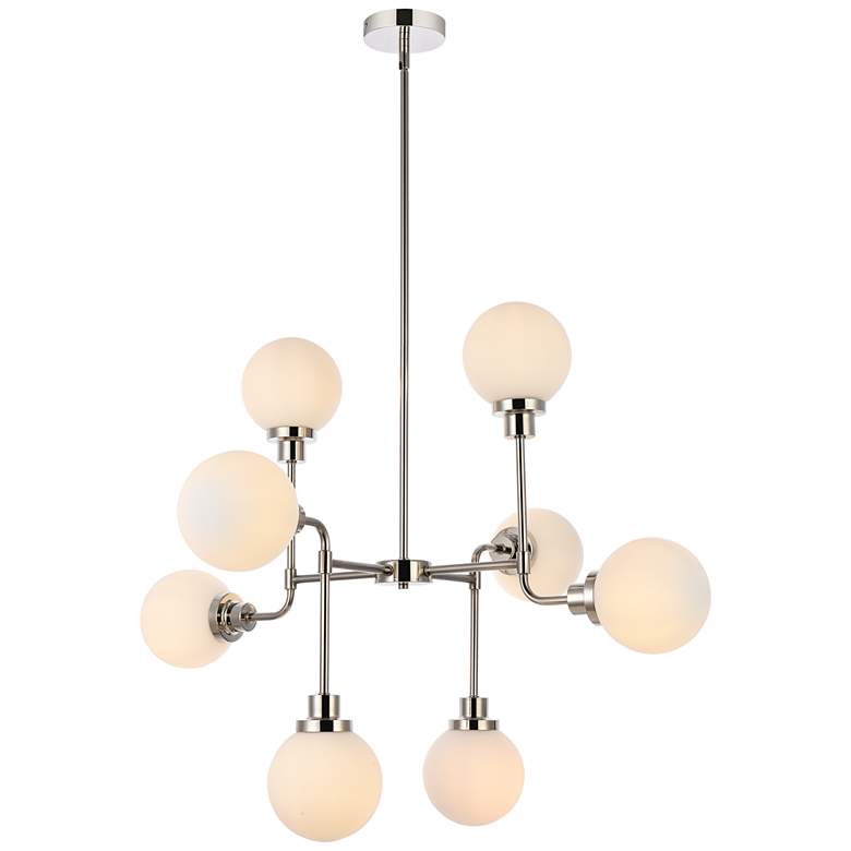 Image 1 Hanson 8 Lts Pendant In Polished Nickel With Frosted Shade