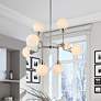 1_Hanson 8 Lts Pendant In Polished Nickel With Frosted Shade