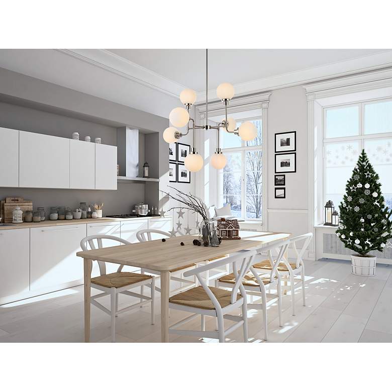 Image 3 Hanson 8 Lts Pendant In Polished Nickel With Frosted Shade more views