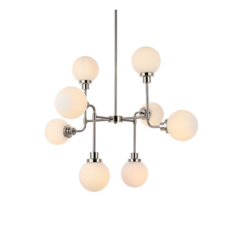 Image 4 Hanson 8 Lts Pendant In Polished Nickel With Frosted Shade more views