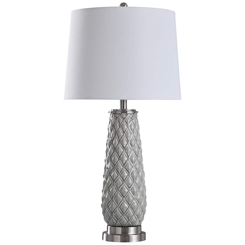 Image 1 Hanson Light Gray Diamond Ceramic Table Lamp