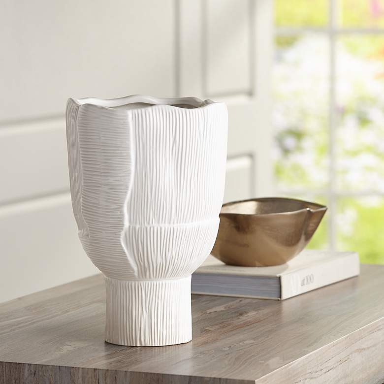 Image 1 Hansville Matte White 13  1/2 inch High Decorative Vase