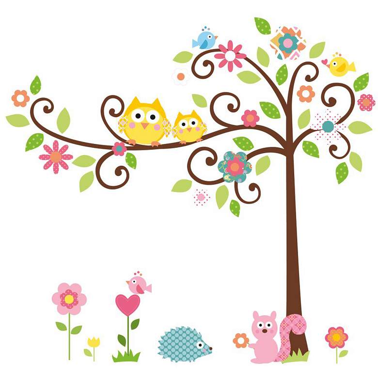 Image 1 Happi Scroll Tree Peel and Stick Wall Decal Set