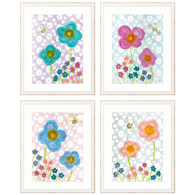 Image 1 Happier Days 17"W x 21"H Framed Wall Art Set of 4