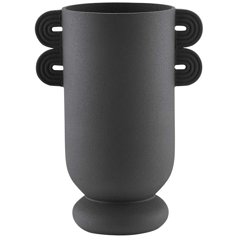 Image 1 Happy 40 12 1/4" High Black Ceramic Straight Decorative Vase