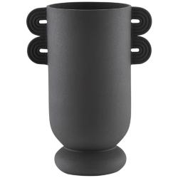 Happy 40 12 1/4&quot; High Black Ceramic Straight Decorative Vase