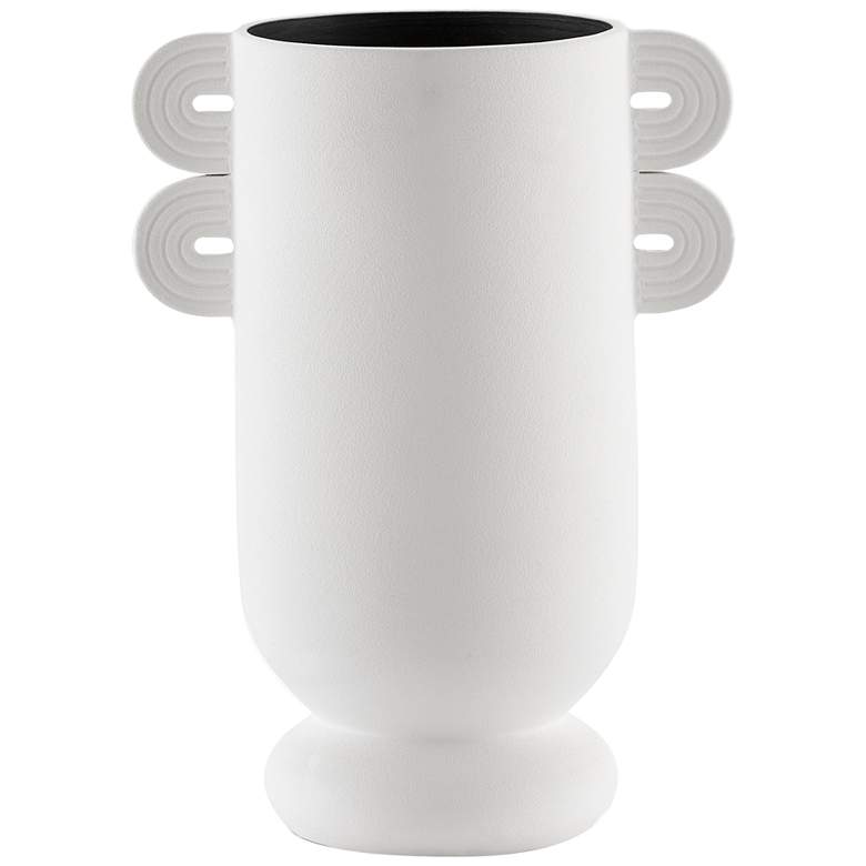 Image 1 Happy 40 12" High White Ceramic Straight Decorative Vase