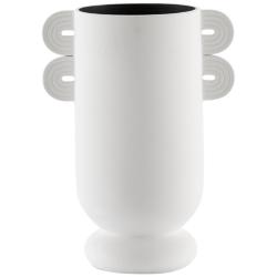 Happy 40 12&quot; High White Ceramic Straight Decorative Vase